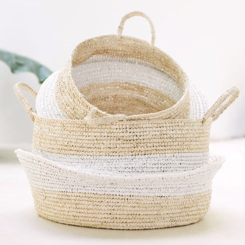 Raffia and Plastic Collapsable Baskets (set of 2)