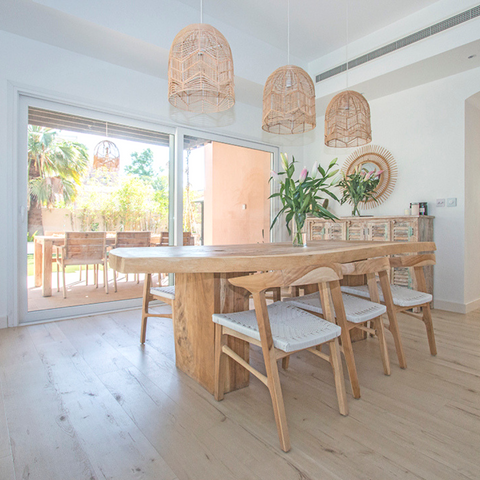 Live Wood Teak Dining Table + 6 Joyful Dining Chairs: Alternate View #3