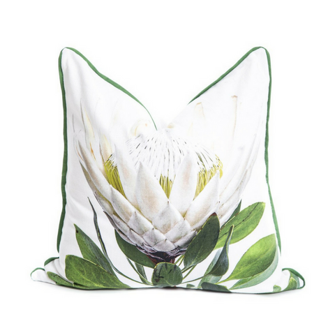 Scatter Cushion - White Protea - Joba Collection: Alternate View #1