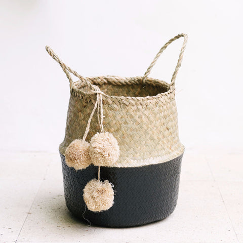 Seagrass Belly Basket Half Black: Alternate View #4