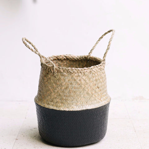 Seagrass Belly Basket Half Black: Alternate View #3