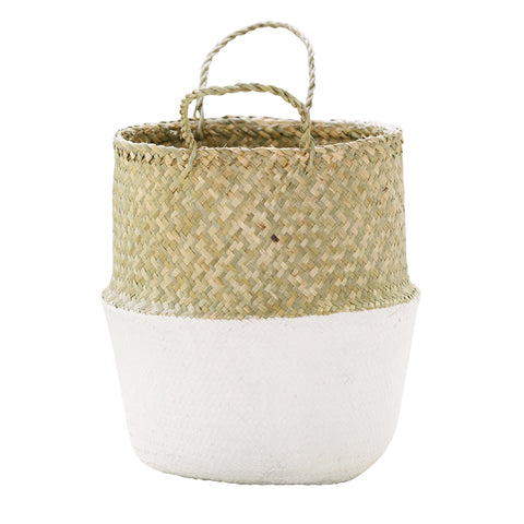 Seagrass Belly Basket Half White: Alternate View #1