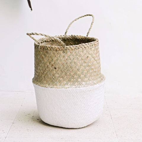 Seagrass Belly Basket Half White: Alternate View #2