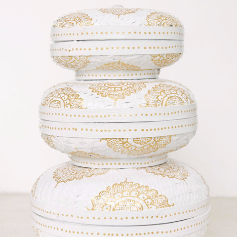 Mandala Round Storage Baskets Gold & White: Alternate View #2