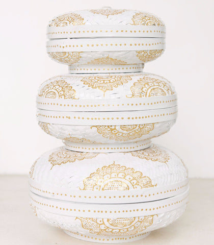 Mandala Round Storage Baskets Gold & White: Alternate View #3