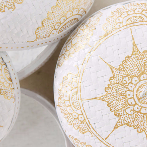 Mandala Round Storage Baskets Gold & White: Alternate View #6