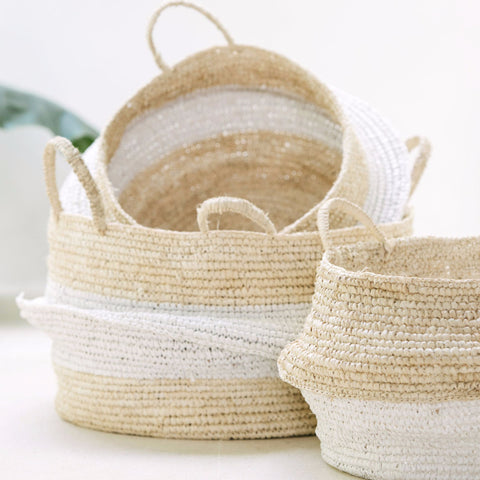 Raffia and Plastic Collapsable Baskets (set of 2): Alternate View #6