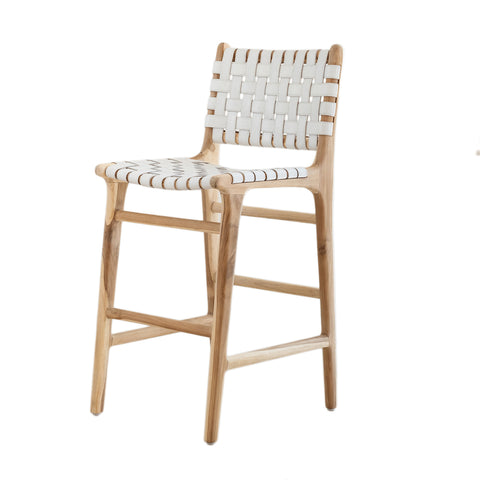 Bali Statement Bar Stool - White Leather