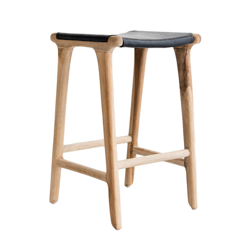 Bella Bar Stool - Black Leather: Alternate View #1