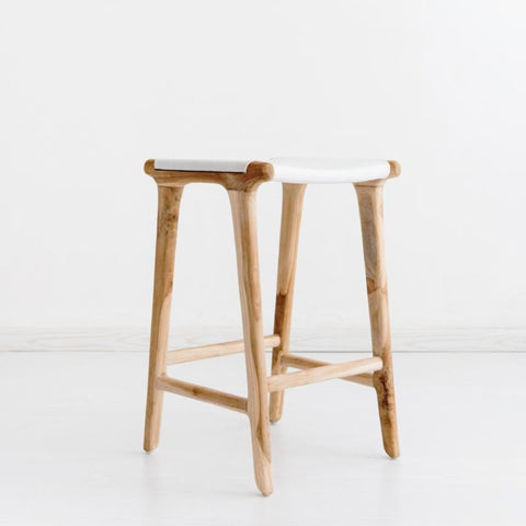 Bella Bar Stool - White Leather: Alternate View #2