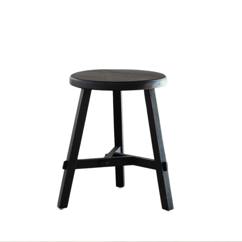 Black Recycled Wood Stool
