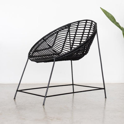 Rattan Bucket Chair Black: Alternate View #1