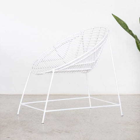 Rattan Bucket Chair White: Alternate View #1
