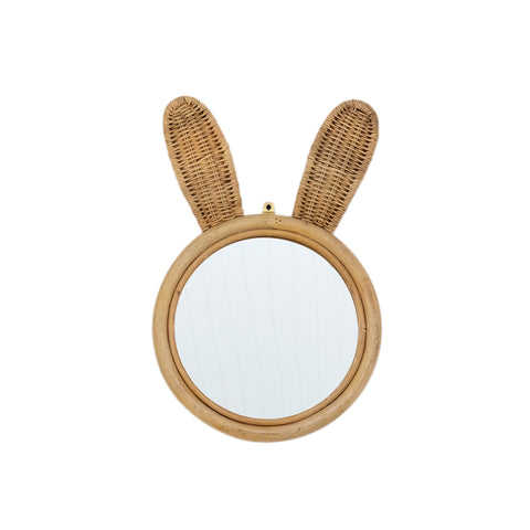 Rattan Bunny Mirror: Alternate View #1