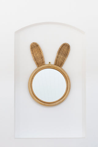 Rattan Bunny Mirror: Alternate View #2