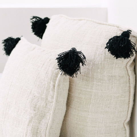 Pomania Cream and Black Pom Pom Cushion: Alternate View #4