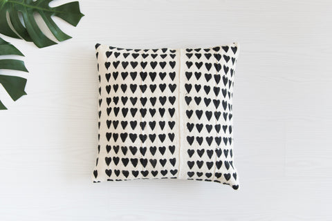 Mudcloth Cushion - Love Struck Black: Alternate View #3