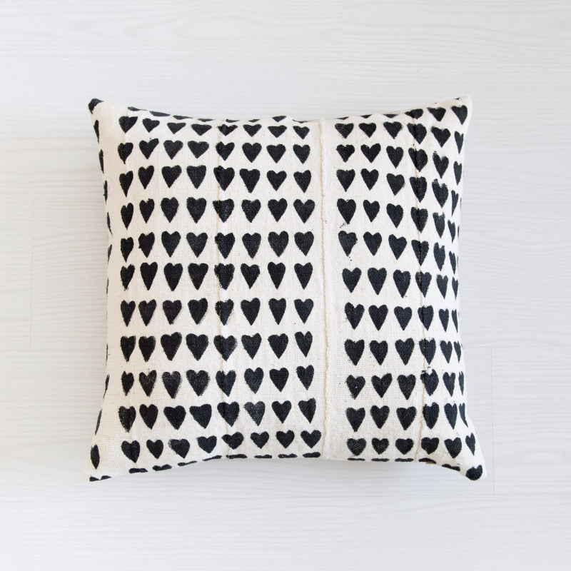 Mudcloth Cushion - Love Struck Black