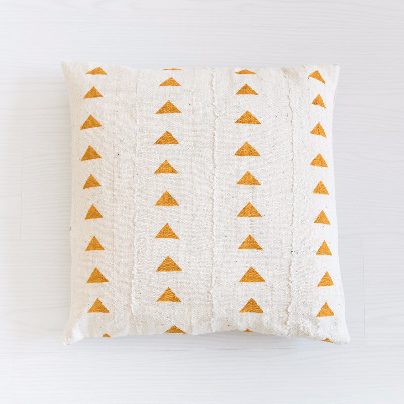 Mudcloth Cushion - Triangles Mustard Cushion