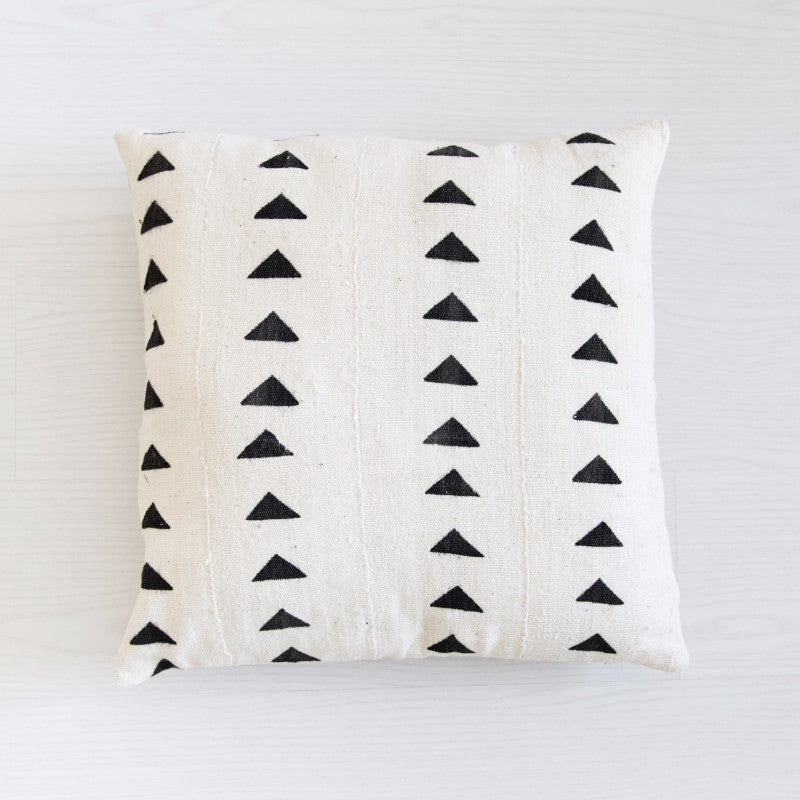 Mudcloth Cushion - Triangles Black