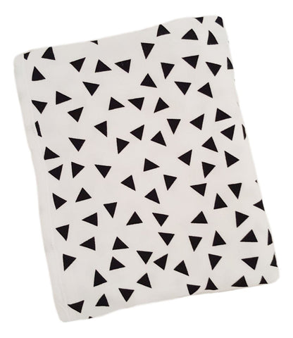 Cotton Knit Blanket - White with Triangles - Joba Collection: Alternate View #1