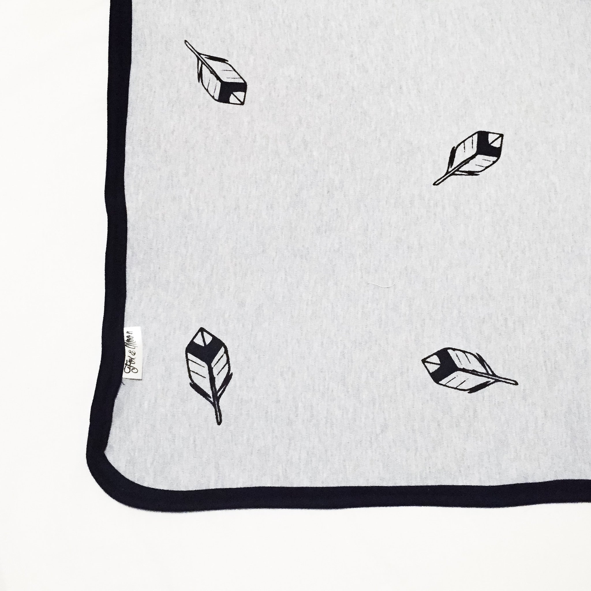 Cotton Knit Blanket - Grey with Feathers - Joba Collection