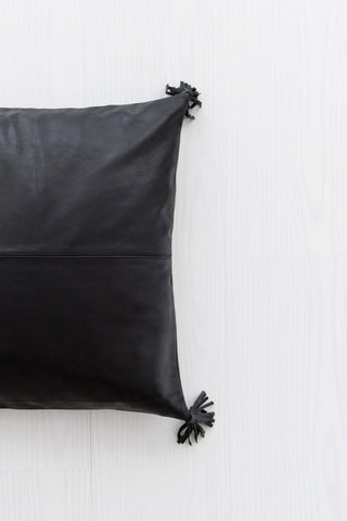 Full Leather Black Cushion: Alternate View #3