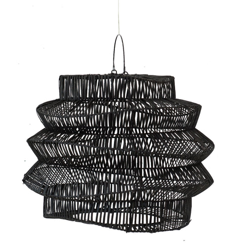 Geo Rattan Pendant Light Black