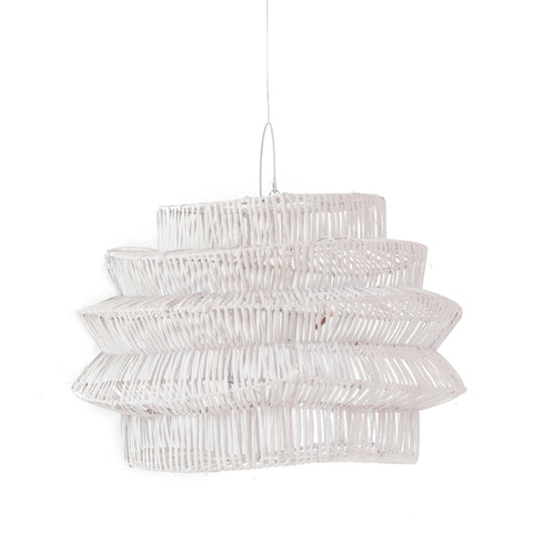 Geo Rattan Pendant Light White