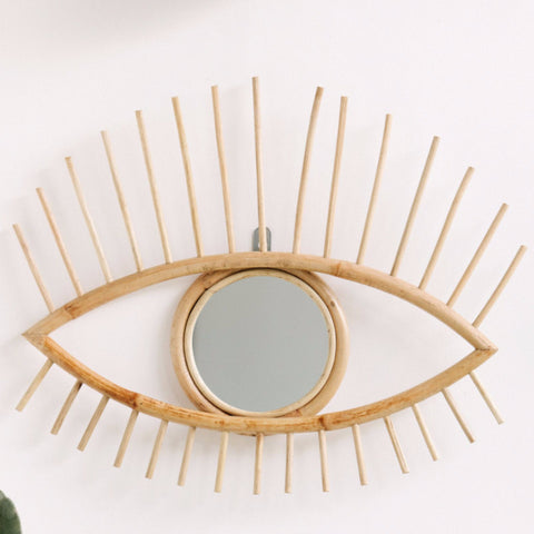 Open Eye Rattan Mirror: Alternate View #3