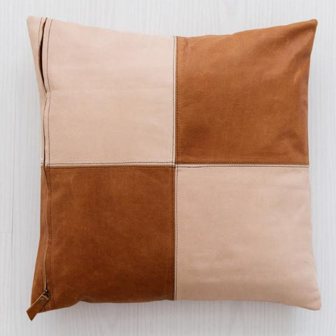 Half & Half Blush & Tan Leather Cushion: Alternate View #3