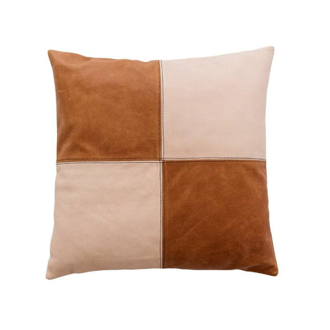 Half & Half Blush & Tan Leather Cushion: Alternate View #1