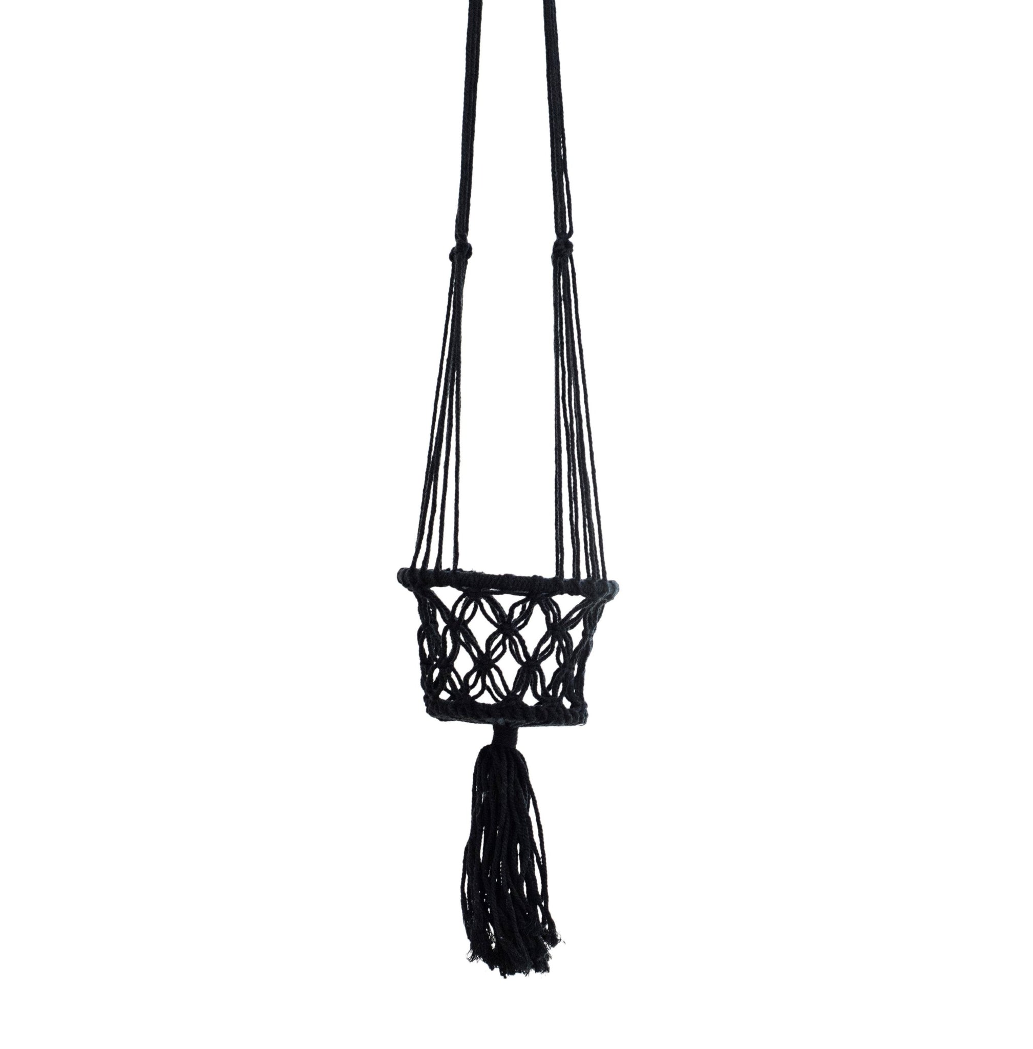 Macrame Hoop Planter Black