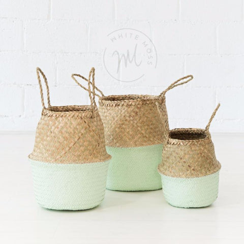 Seagrass Belly Basket Hint of Mint