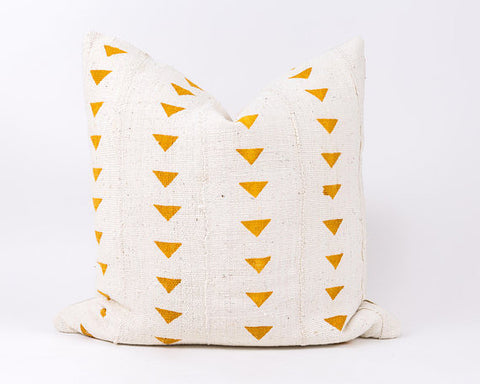 Mudcloth Cushion - Triangles Mustard Cushion: Alternate View #3