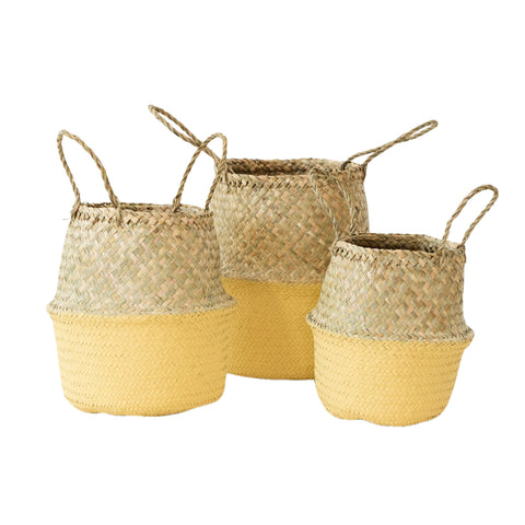 Seagrass Belly Basket Mustard