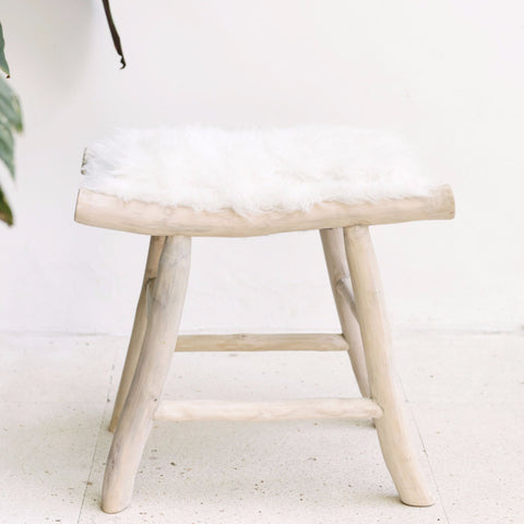 rustic faux fur stool 