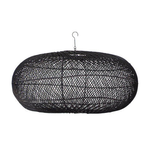 Rattan Sphere Pendant Light Black: Alternate View #1