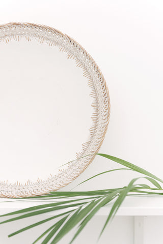 White Wood and Rattan Tribal Plate: Alternate View #3