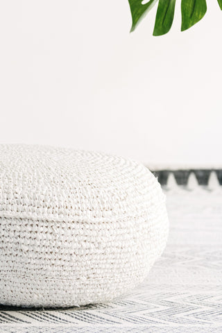 Karma Round Soft White Pouf: Alternate View #4